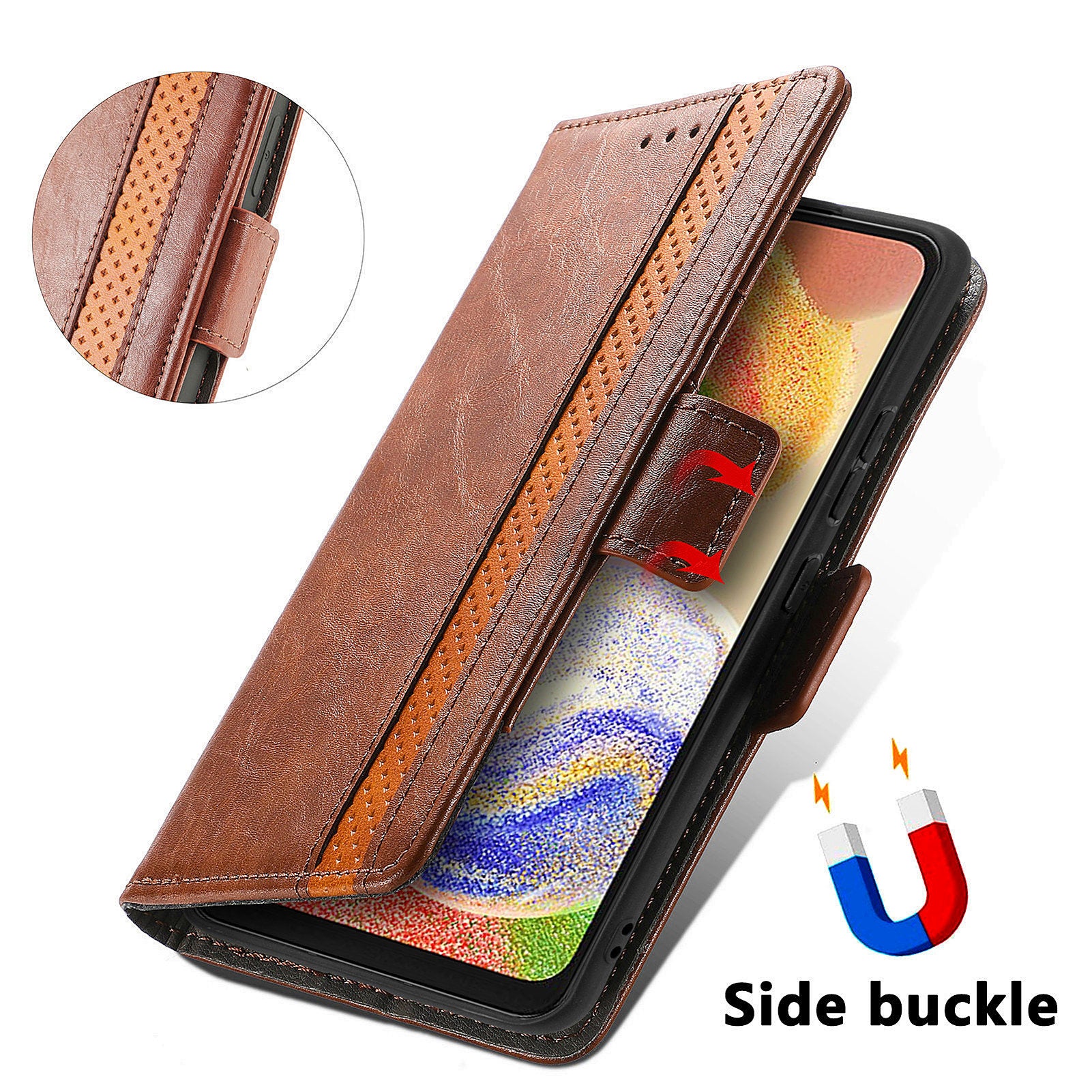 CASENEO 002 Series for Samsung Galaxy A04 4G (164.4 x 76.3 x 9.1 mm) RFID Blocking Wallet Phone Case PU Leather Stand Business Splicing Cover CASENEO 002 Series for Samsung Galaxy A04 4G (164.4 x 76.3 x 9.1 mm) RFID Blocking Wallet Phone Case PU Leather Stand Business Splicing Cover